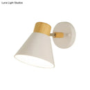 GobekUsa Nordic Stylish Cone Shade Wall Mount Light with Rotatable Bedside Sconce - Metal and Wood, 1 Bulb, Black/White