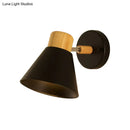 GobekUsa Nordic Stylish Cone Shade Wall Mount Light with Rotatable Bedside Sconce - Metal and Wood, 1 Bulb, Black/White