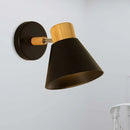 GobekUsa Nordic Stylish Cone Shade Wall Mount Light with Rotatable Bedside Sconce - Metal and Wood, 1 Bulb, Black/White