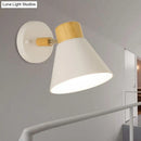 GobekUsa Nordic Stylish Cone Shade Wall Mount Light with Rotatable Bedside Sconce - Metal and Wood, 1 Bulb, Black/White