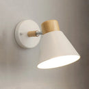 GobekUsa Nordic Stylish Cone Shade Wall Mount Light with Rotatable Bedside Sconce - Metal and Wood, 1 Bulb, Black/White
