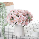 White begonia silk flower bouquet living room ceramic vase decor by Decorbites