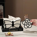 GobekUsa Butterfly Ceramic Tissue Box - Decorative Bedside Table Paper Towel Case