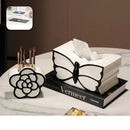 GobekUsa Butterfly Ceramic Tissue Box - Decorative Bedside Table Paper Towel Case