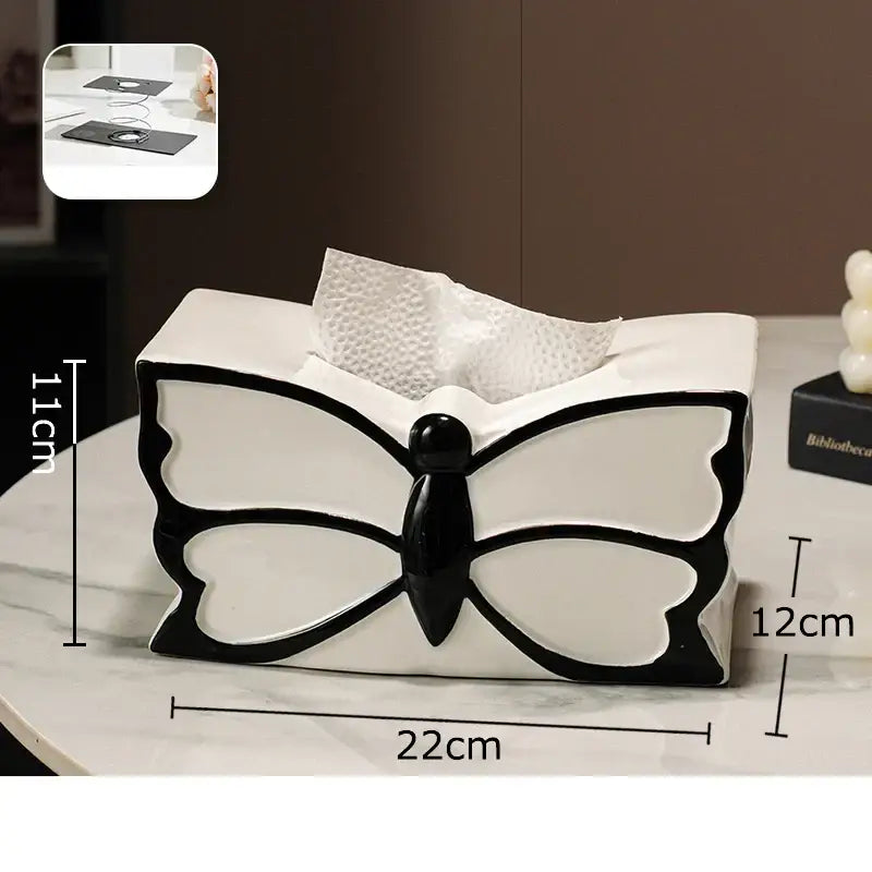 GobekUsa Butterfly Ceramic Tissue Box - Decorative Bedside Table Paper Towel Case, photo 12 of 12