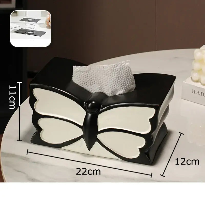 GobekUsa Butterfly Ceramic Tissue Box - Decorative Bedside Table Paper Towel Case, photo 11 of 12