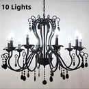 GobekUsa Black White Metal Chandelier with Crystal Pendants for Elegant Home Lighting