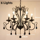 GobekUsa Black White Metal Chandelier with Crystal Pendants for Elegant Home Lighting