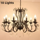 GobekUsa Black White Metal Chandelier with Crystal Pendants for Elegant Home Lighting