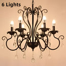 GobekUsa Black White Metal Chandelier with Crystal Pendants for Elegant Home Lighting