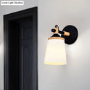 GobekUsa White/Black Modernist Wall Lamp with Cream Glass Shade