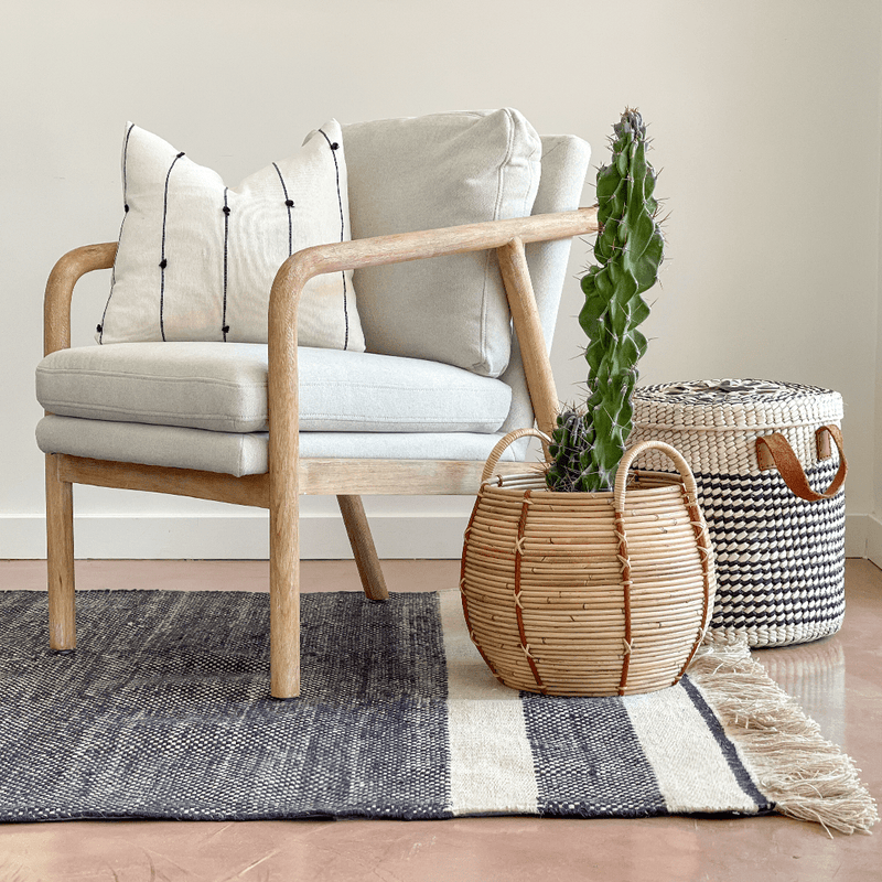 White & Black Striped Oaxacan Pillow