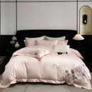 GobekUsa Butterfly Flowers Embroidery 600TC Egyptian Cotton Bedding Set: Duvet Cover, Bed Sheet, Pillowcases
