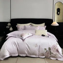 GobekUsa Butterfly Flowers Embroidery 600TC Egyptian Cotton Bedding Set: Duvet Cover, Bed Sheet, Pillowcases