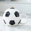 White ceramic baseball shape ceramic mug with lid kitchen cup by Decorbites