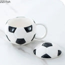 White ceramic baseball shape ceramic mug with lid kitchen cup by Decorbites