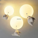 GobekUsa Bear LED Ceiling Chandelier: Cute PVC Ball Lampshade for Children's Room Decor