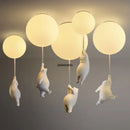 GobekUsa Bear LED Ceiling Chandelier: Cute PVC Ball Lampshade for Children's Room Decor