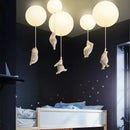GobekUsa Bear LED Ceiling Chandelier: Cute PVC Ball Lampshade for Children's Room Decor