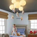 GobekUsa Bear LED Ceiling Chandelier: Cute PVC Ball Lampshade for Children's Room Decor