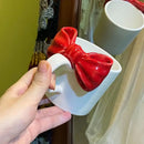 White ceramic bow knot mug dining room porcelain cup by Decorbites
