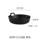 GobekUsa Ceramic Double Handle Salad Bowl | Deep Porcelain Serving Dish