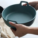 GobekUsa Ceramic Double Handle Salad Bowl | Deep Porcelain Serving Dish