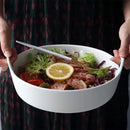 GobekUsa Ceramic Double Handle Salad Bowl | Deep Porcelain Serving Dish