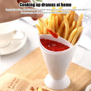 White ceramic french fries holder with sauce cup kitchen snack bowl by Decorbites