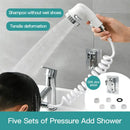 White & chrome handheld shower nozzle with hose for bathroom by Decorbites
