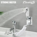 White & chrome handheld shower nozzle with hose for bathroom by Decorbites