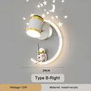 GobekUsa Astronaut Wall Lamp: Gold White Black Bedroom Decor Resin Wall Mount Light