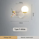 GobekUsa Astronaut Wall Lamp: Gold White Black Bedroom Decor Resin Wall Mount Light