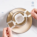 White disposable coffee filter bags kitchen pour over setup by Decorbites