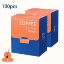 White disposable coffee filter bags kitchen pour over setup by Decorbites