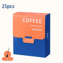 White disposable coffee filter bags kitchen pour over setup by Decorbites