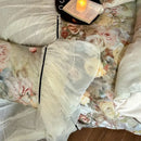GobekUsa Double Lace Ruffles Egyptian Cotton Thickened Bedding Set - Duvet Covers, Sheet, Pillowcases