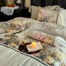 GobekUsa Double Lace Ruffles Egyptian Cotton Thickened Bedding Set - Duvet Covers, Sheet, Pillowcases