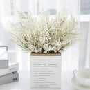 White dried baby’s breath lavender bouquet living room paper box vase by Decorbites