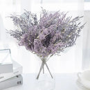 White dried baby’s breath lavender bouquet living room paper box vase by Decorbites