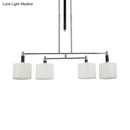 GobekUsa White Drum Shade Pendant Light Kit for Dining Room and Island, Set of 4