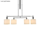 GobekUsa White Drum Shade Pendant Light Kit for Dining Room and Island, Set of 4