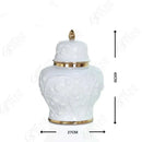 GobekUsa Embossed Flower Ceramic Ginger Jar Vase - Home Decor Storage Tank