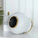 GobekUsa Embossed Flower Ceramic Ginger Jar Vase - Home Decor Storage Tank