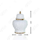 GobekUsa Embossed Flower Ceramic Ginger Jar Vase - Home Decor Storage Tank