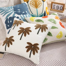 White embroidered cactus lemon pillow case living room decor by Decorbites