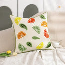 White embroidered cactus lemon pillow case living room decor by Decorbites