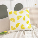 White embroidered cactus lemon pillow case living room decor by Decorbites