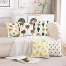 White embroidered cactus lemon pillow case living room decor by Decorbites