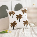 White embroidered cactus lemon pillow case living room decor by Decorbites